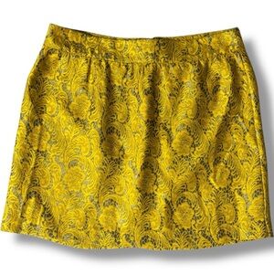 Banana Republic Yellow/Gold Brocade Patterned High Waist Bubble Mini Skirt